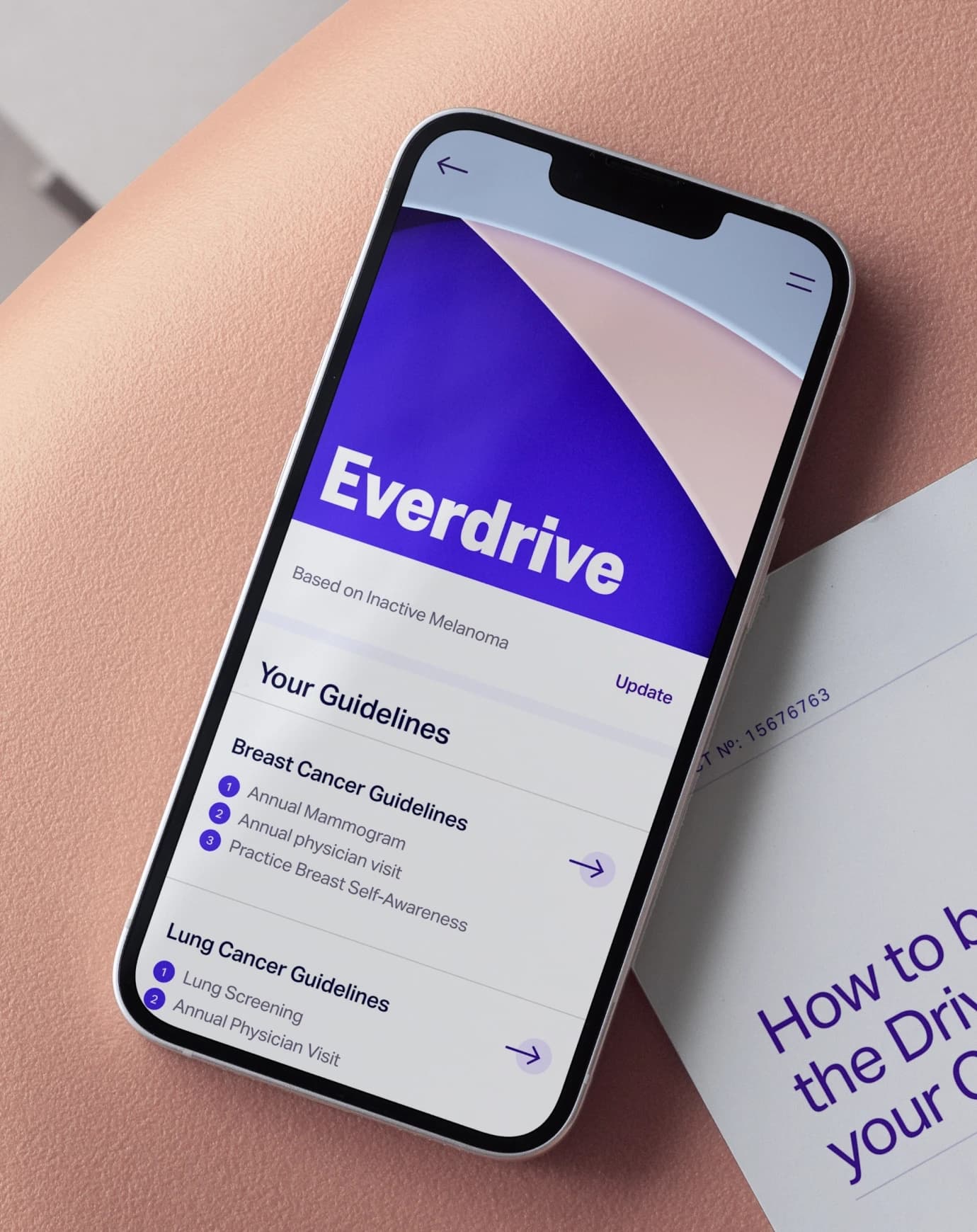 Driver mobile cancer-care guidelines interface