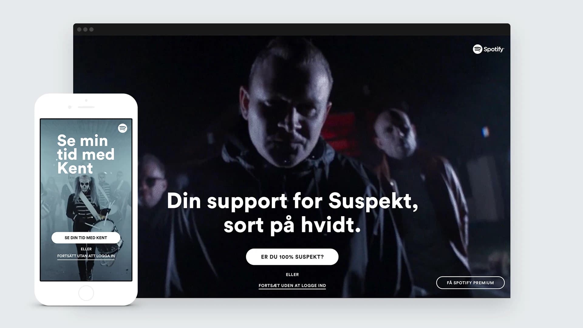 Spotify's Kent campaign shown across desktop and mobile